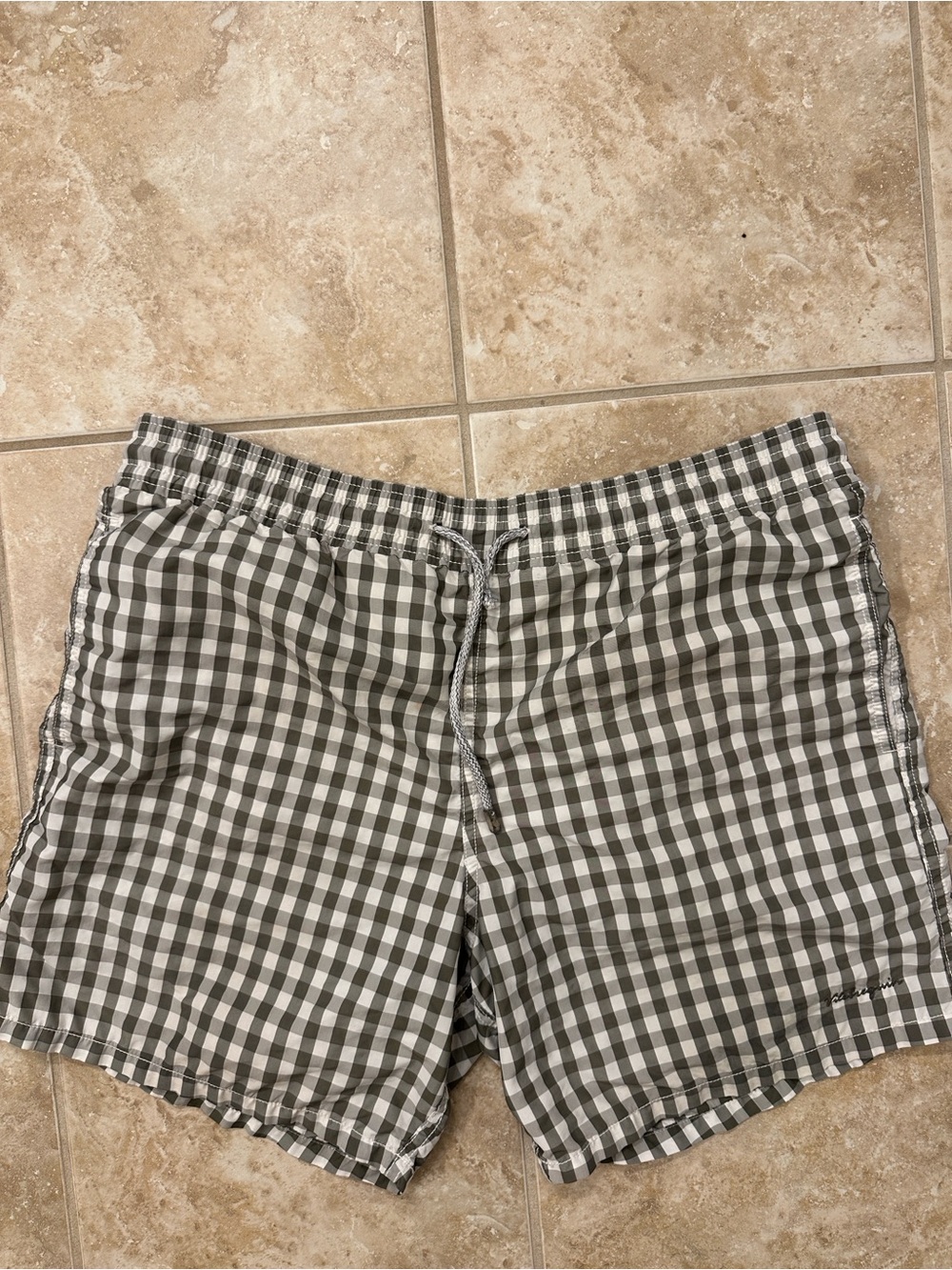 Vilebrequin Black and White Gingham Swim Trunks